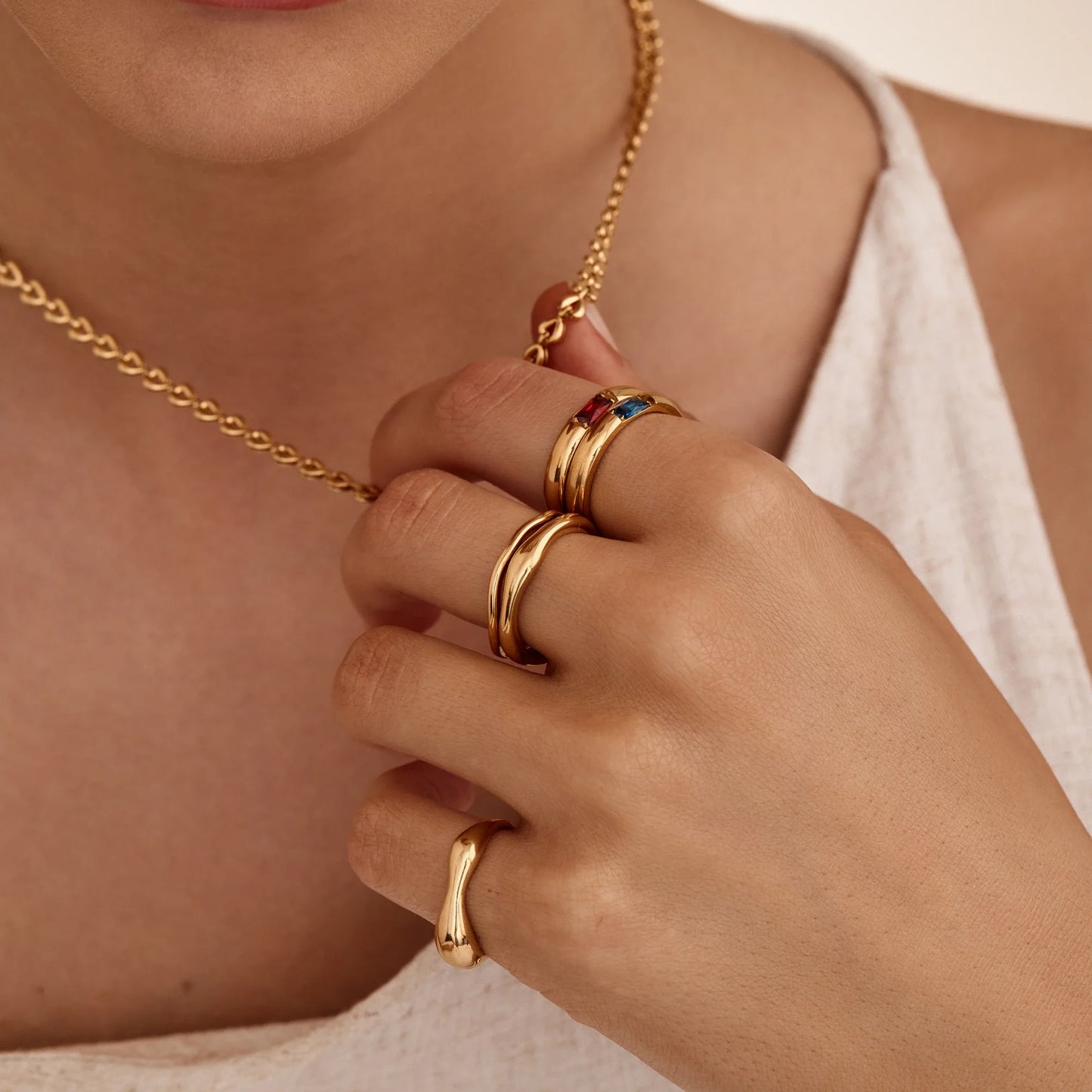 Gevormde Golf Statement Ring - Gedurfde Moderne Oceaan-geïnspireerde Sieraad
