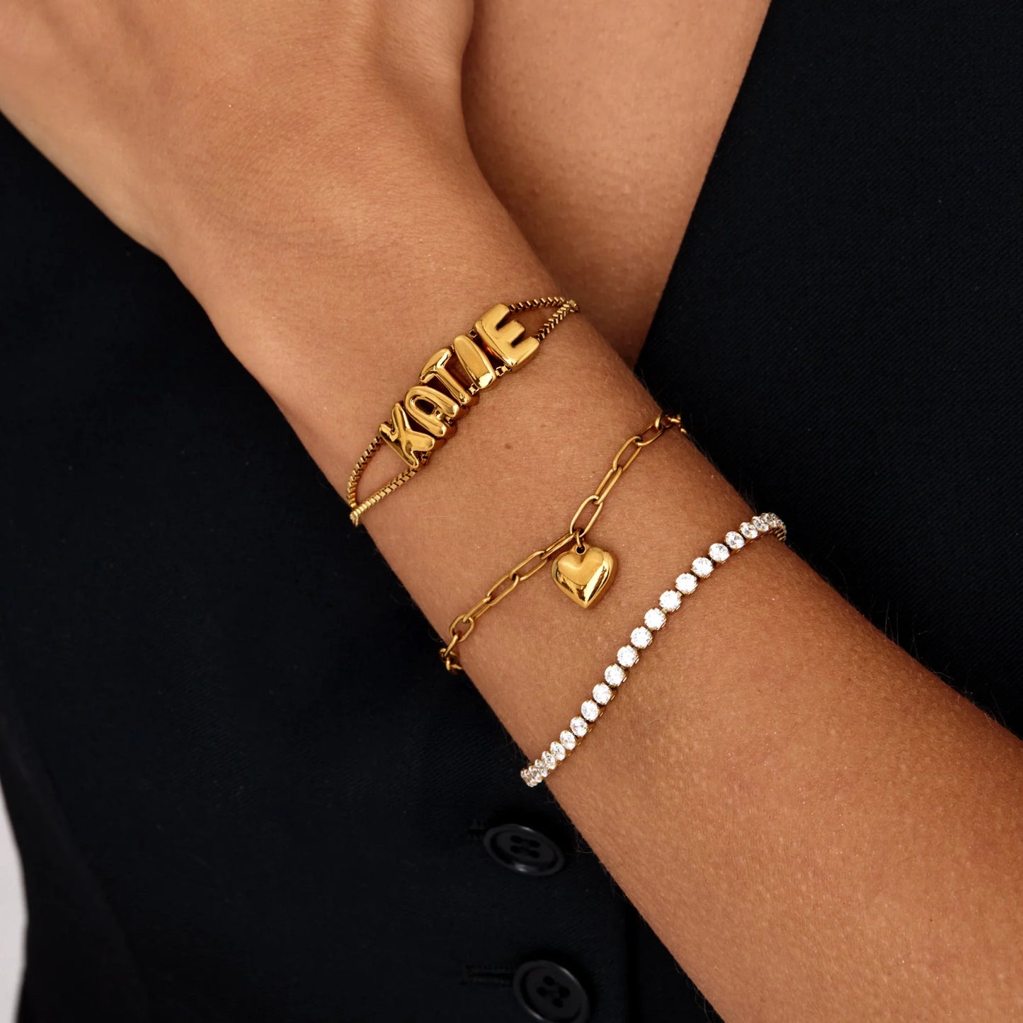 Fijne paperclip-hartbedel armband