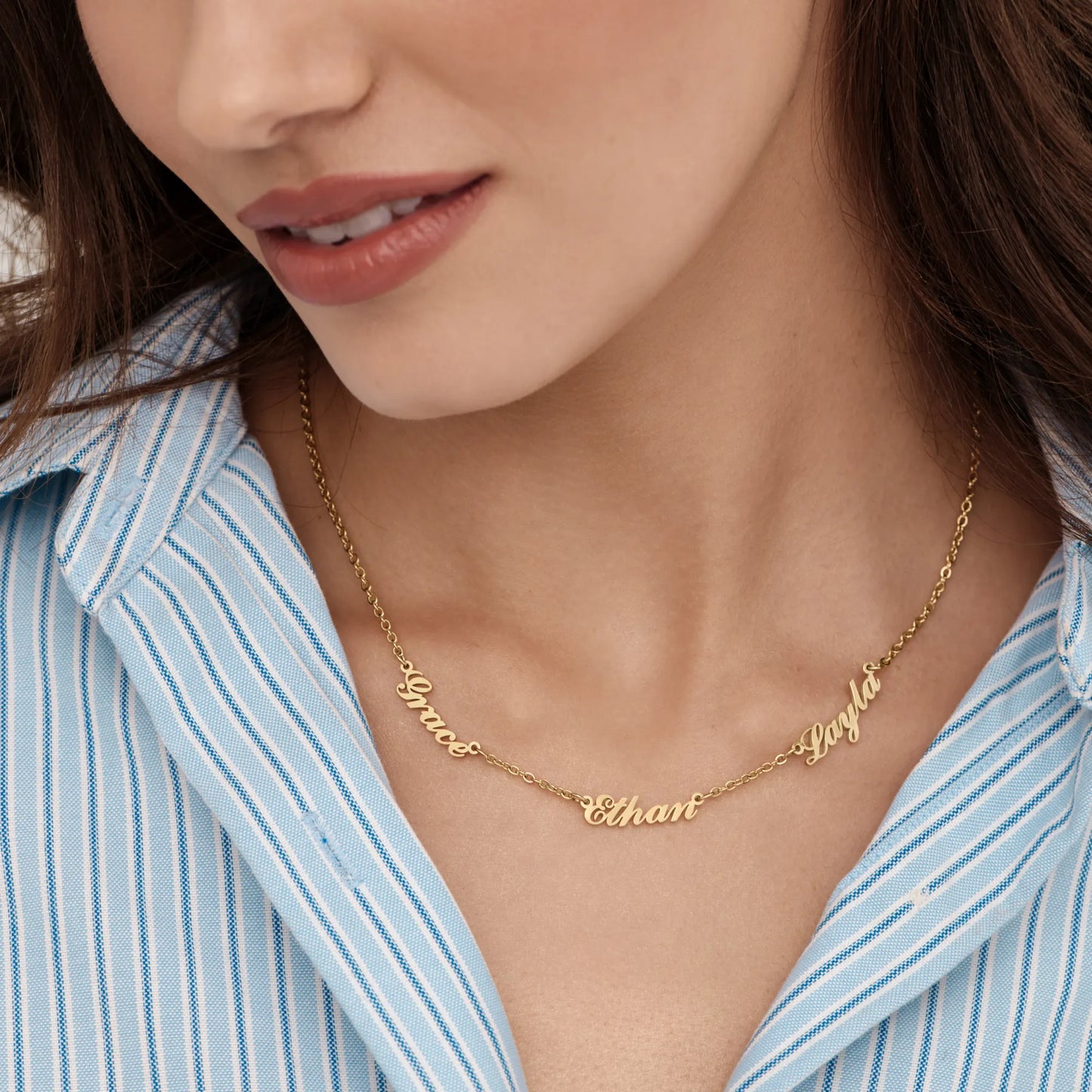 Gelaagde ketting met meerdere namen – Personaliseer met meerdere namen