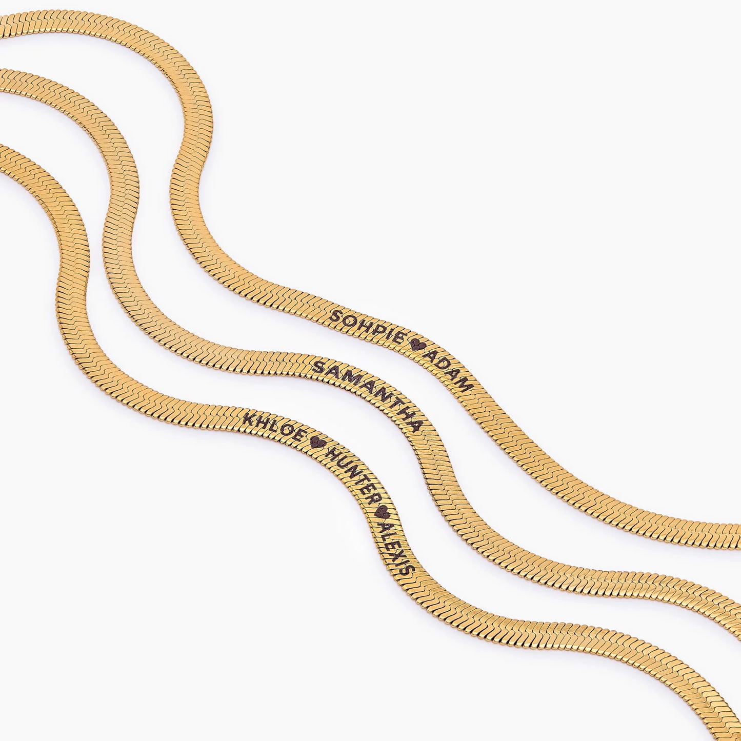 Op maat gemaakte gegraveerde herringbone halsketting