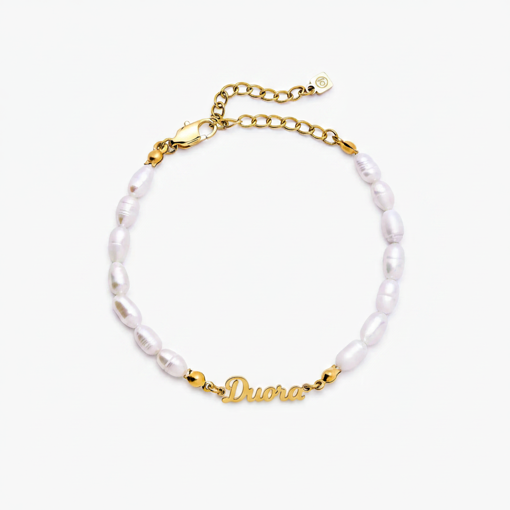 Elegante Gepersonaliseerde Naamarmband met Zoetwaterparels