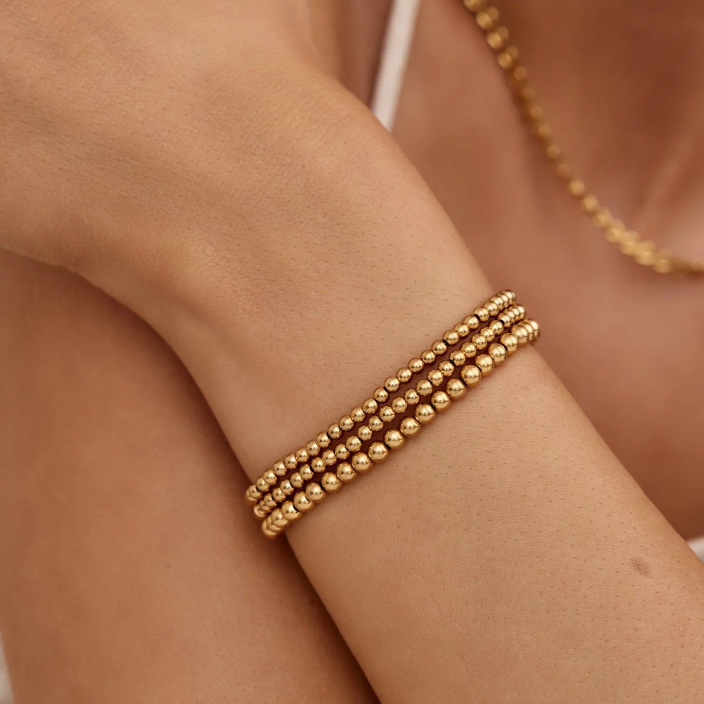 433 Gouden Kralenarmbanden Stapel - Laagjes Goudkleurige Sieradenset