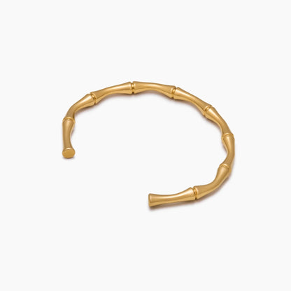 Luxe Bamboe Gouden Manchet Armband