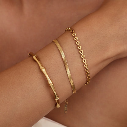 Luxe Bamboe Gouden Manchet Armband