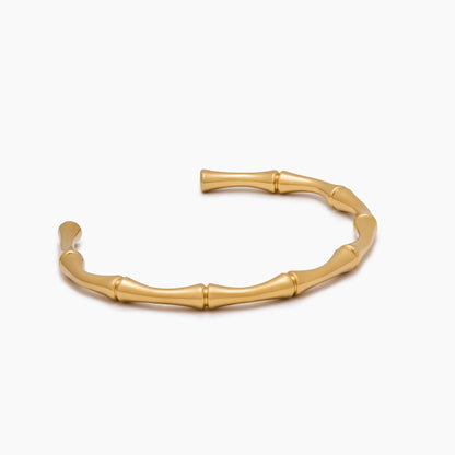Luxe Bamboe Gouden Manchet Armband