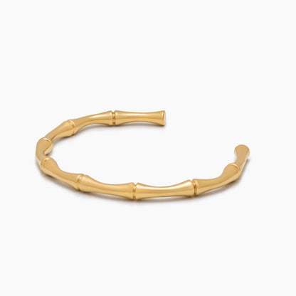 Luxe Bamboe Gouden Manchet Armband