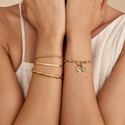 Luxe Bamboe Gouden Manchet Armband