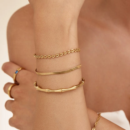 Luxe Bamboe Gouden Manchet Armband