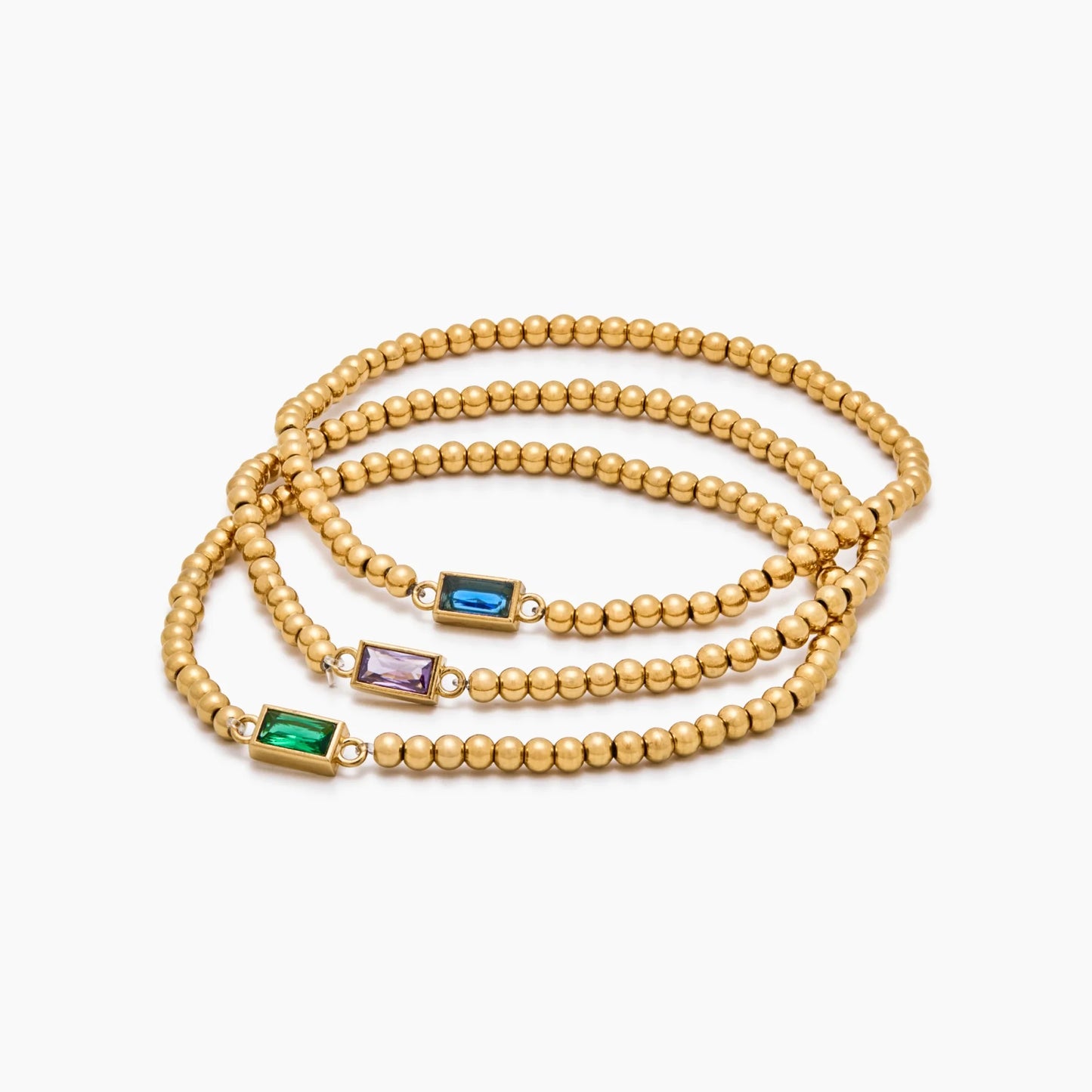Elegante gouden kralenarmband met geboortesteen