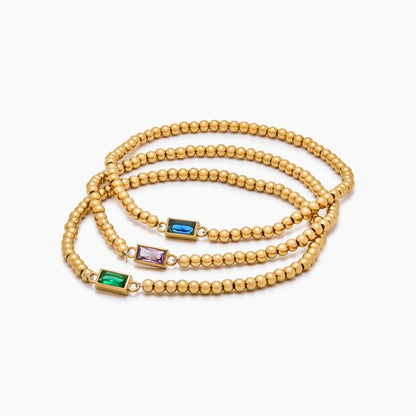 Elegante gouden kralenarmband met geboortesteen