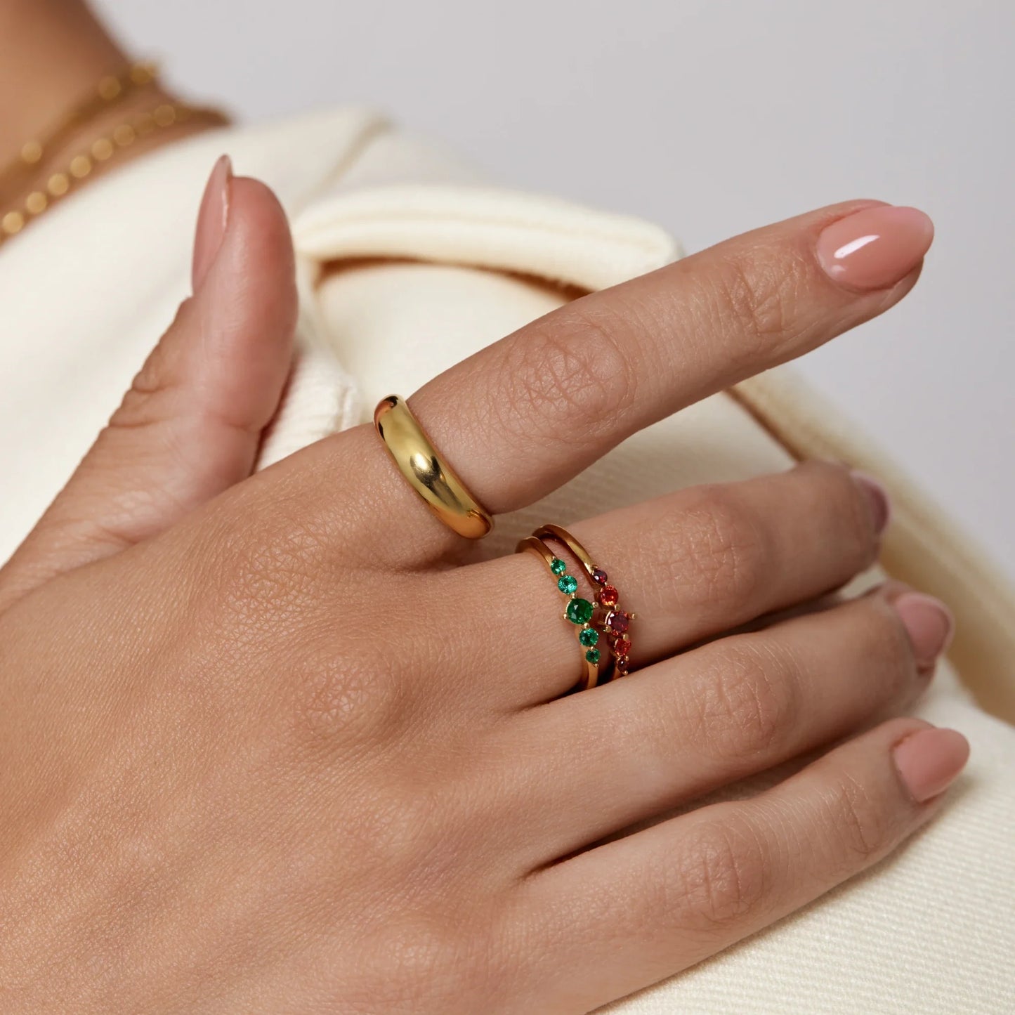 Belle Stapelbare Geboortestenenring - Elegante Gelaagde Sieraden voor Persoonlijke Stijl