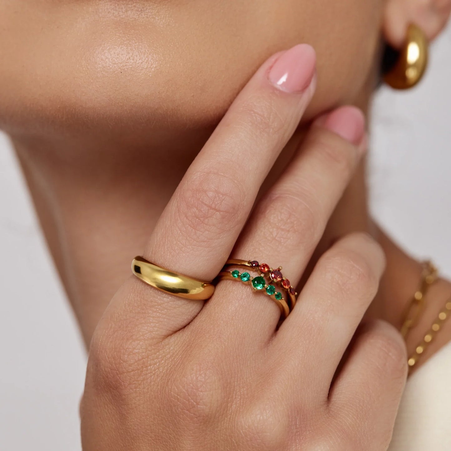 Belle Stapelbare Geboortestenenring - Elegante Gelaagde Sieraden voor Persoonlijke Stijl