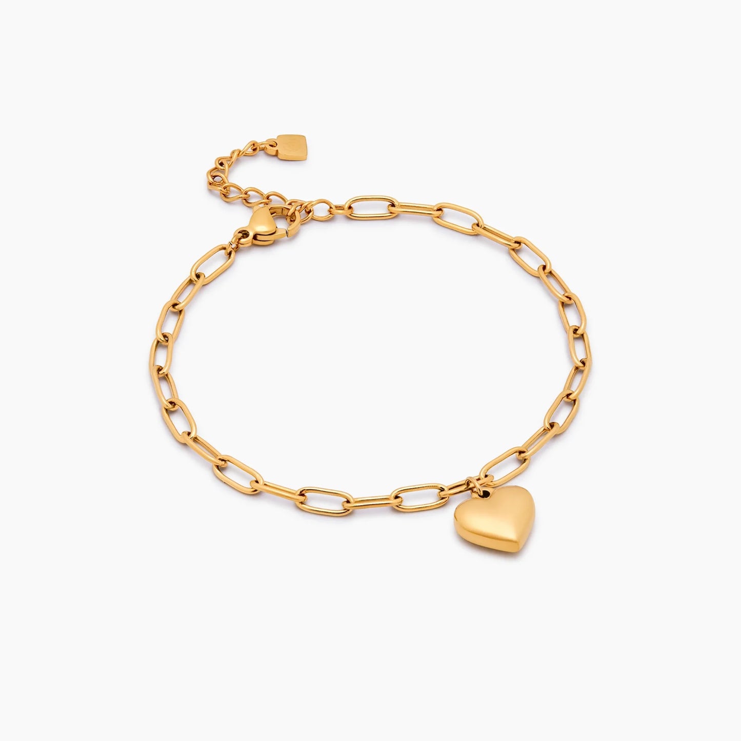 Fijne paperclip-hartbedel armband