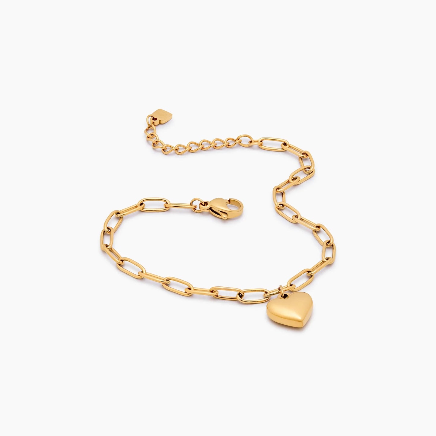 Fijne paperclip-hartbedel armband