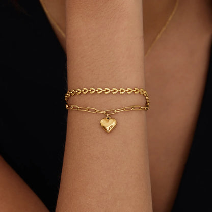Fijne paperclip-hartbedel armband