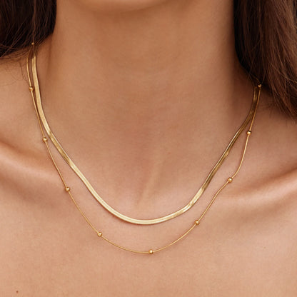 Laagjes Halsketting met Slangen- en Satellietketting