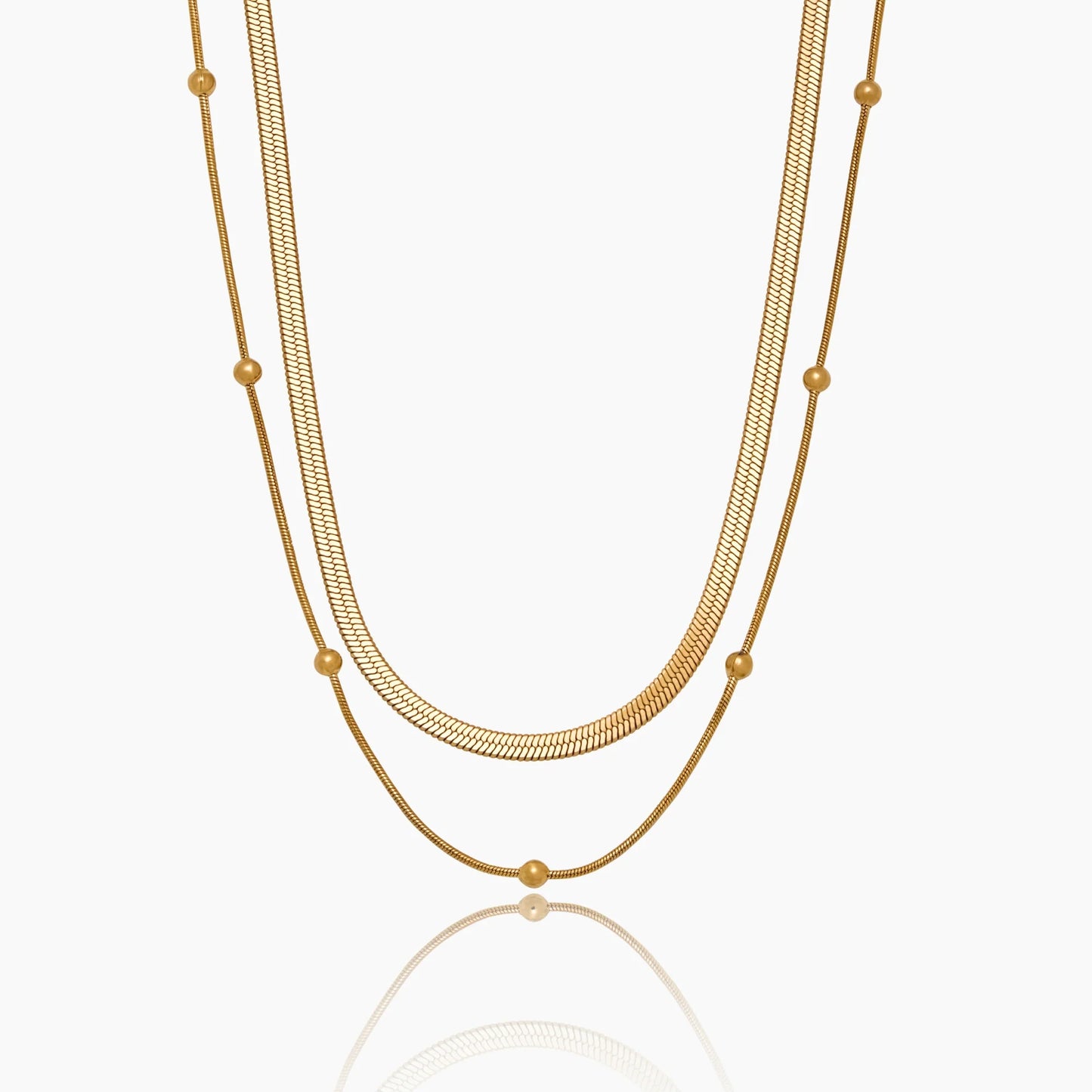 Laagjes Halsketting met Slangen- en Satellietketting