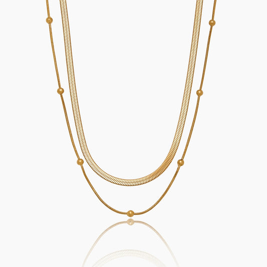 Laagjes Halsketting met Slangen- en Satellietketting