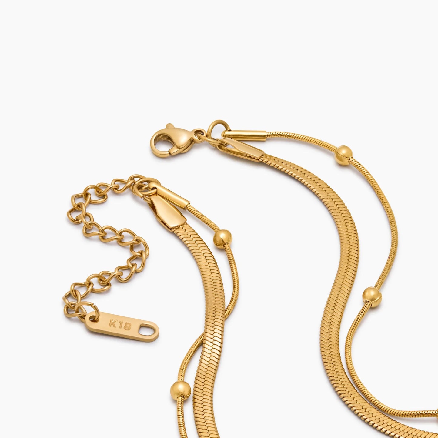 Laagjes Halsketting met Slangen- en Satellietketting