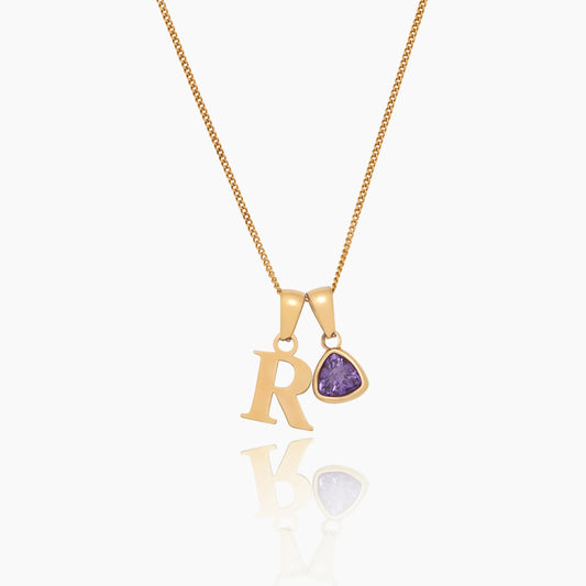 Gepersonaliseerde initiaal geboortesteenbedel ketting