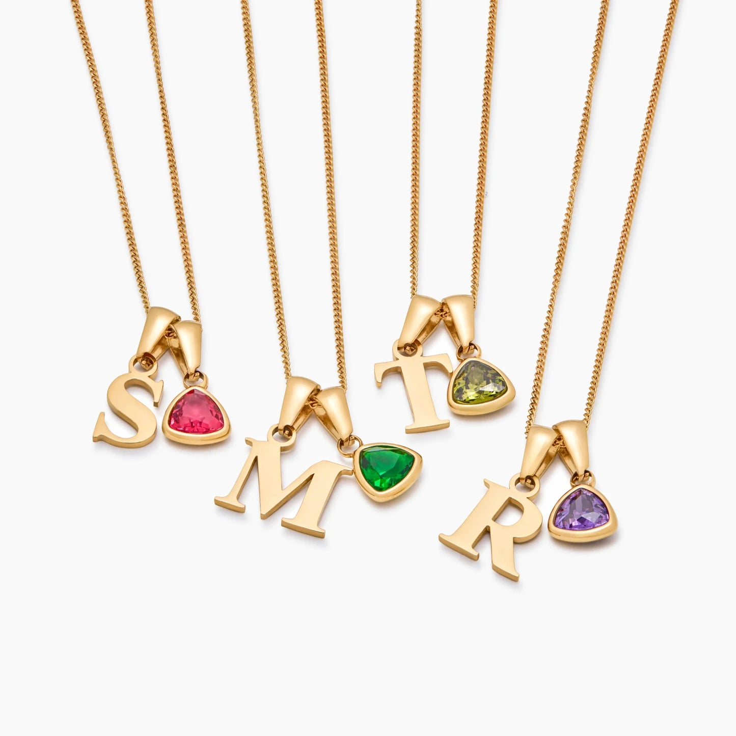 Gepersonaliseerde initiaal geboortesteenbedel ketting