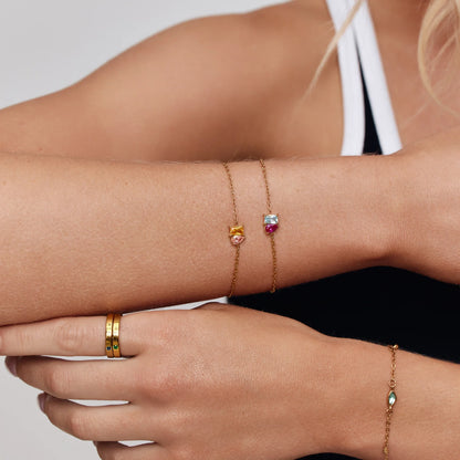 Eeuwige Duo geboortesteenarmband met twee stenen