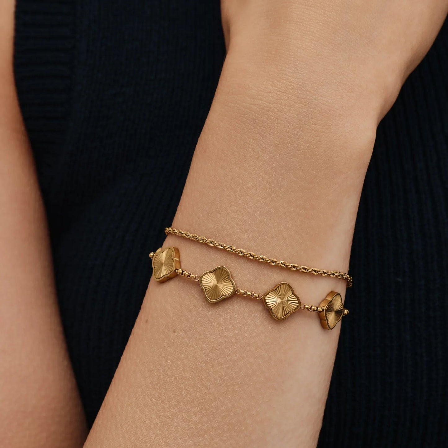 Stralende Zonnestraal Klavertjevier Armband