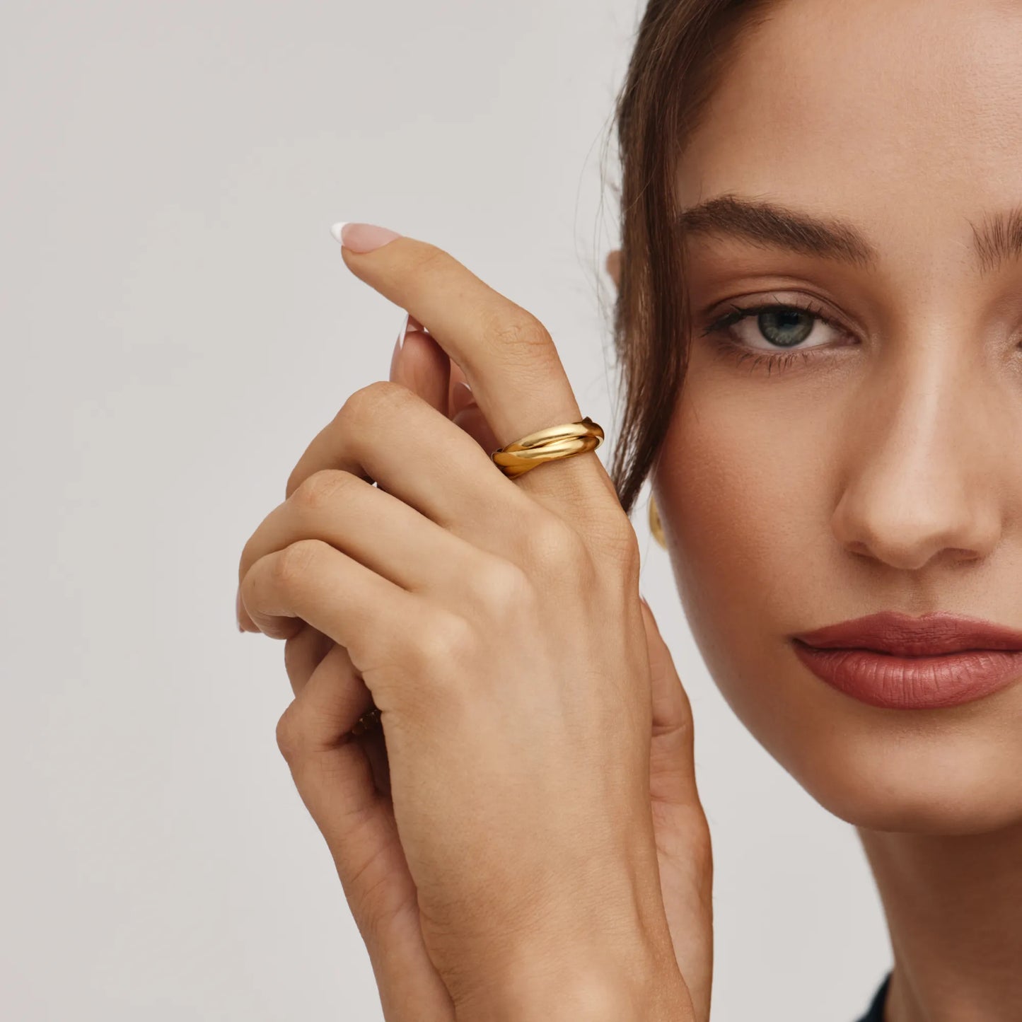 Trio Rollende Ring — Elegante Drie-rijige Ring