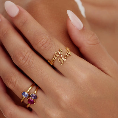 Gepersonaliseerde ring met twee namen – op maat gegraveerd