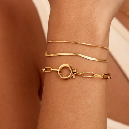 Glinsterende gelaagde dubbele slangenarmband voor dagelijkse elegantie