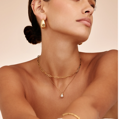 Luna Parel-Druppel Ketting - Elegante maanlichtparel-hanger op een fijn kettinkje
