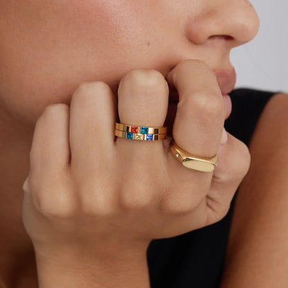 Elegante prinsesgeslepen geboortesteenring