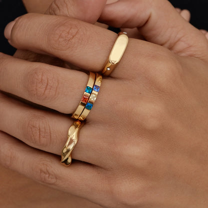 Elegante prinsesgeslepen geboortesteenring