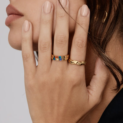 Elegante prinsesgeslepen geboortesteenring