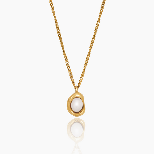 Luna Parel-Druppel Ketting - Elegante maanlichtparel-hanger op een fijn kettinkje