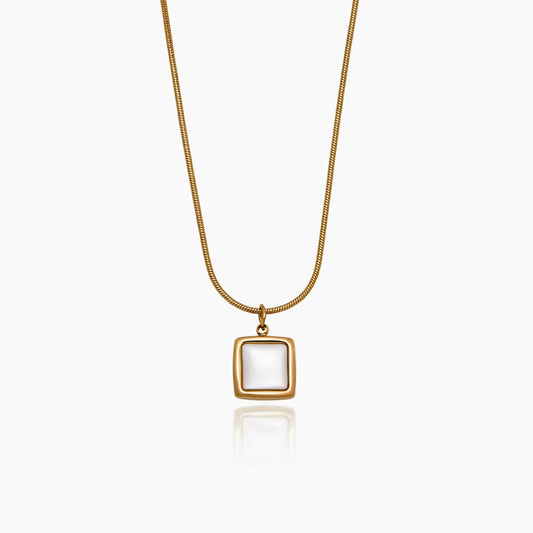 Elegante parelmoeren vierkante hangerketting
