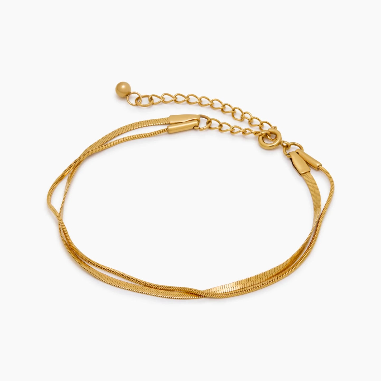 Glinsterende gelaagde dubbele slangenarmband voor dagelijkse elegantie