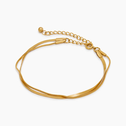 Glinsterende gelaagde dubbele slangenarmband voor dagelijkse elegantie