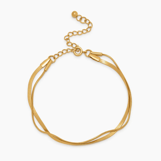 Glinsterende gelaagde dubbele slangenarmband voor dagelijkse elegantie