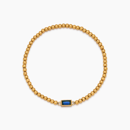 Elegante gouden kralenarmband met geboortesteen
