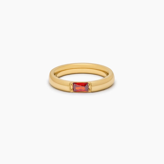 Elegante geboortesteen baguettegeslepen bandring