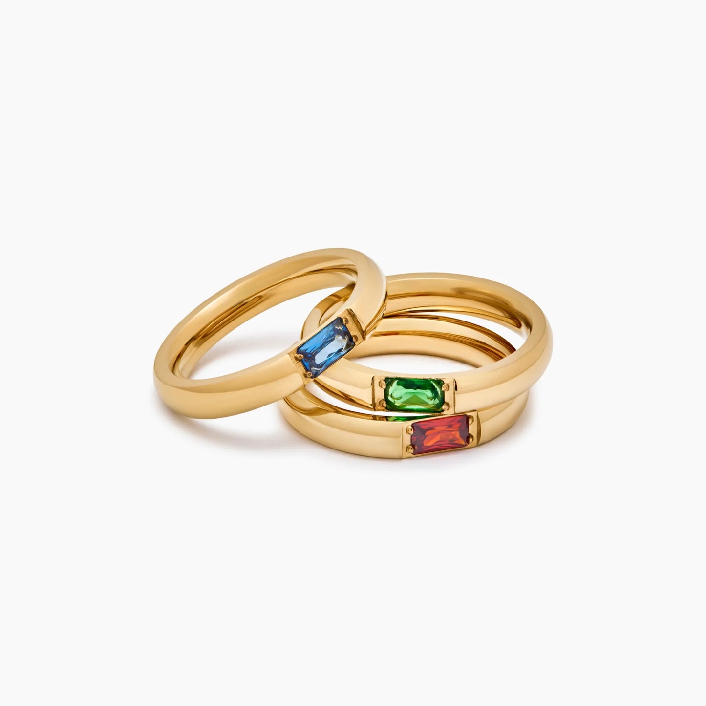 Elegante geboortesteen baguettegeslepen bandring