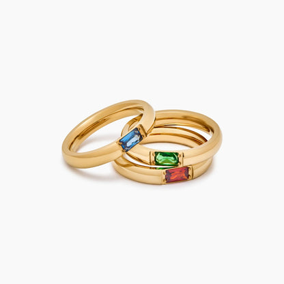 Elegante geboortesteen baguettegeslepen bandring