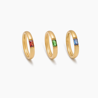 Elegante geboortesteen baguettegeslepen bandring