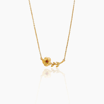 Dainty birth flower necklace gold — Olivia Jewelry