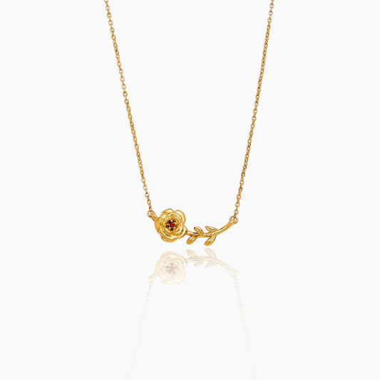 Dainty birth flower necklace gold — Olivia Jewelry