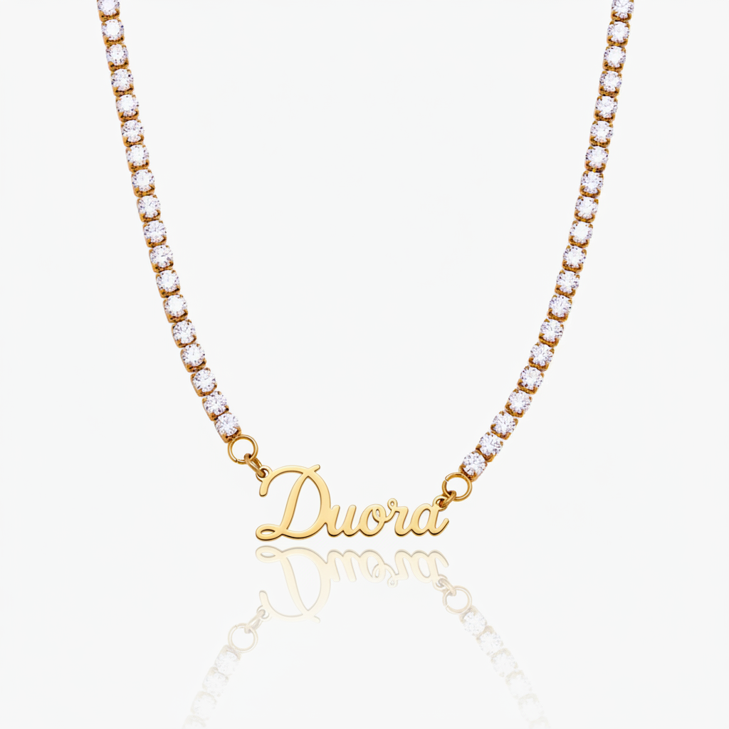 Gepersonaliseerde Handtekening-Naamketting met Tennisketting