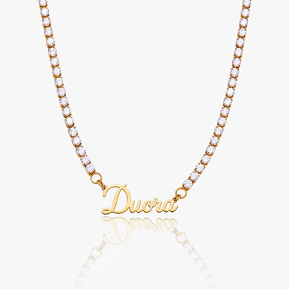 Gepersonaliseerde Handtekening-Naamketting met Tennisketting