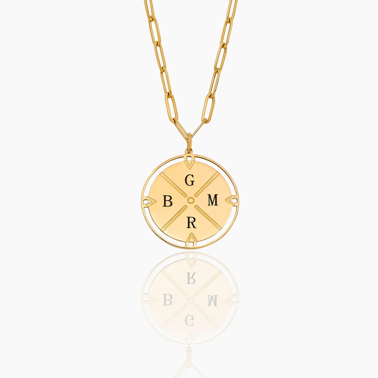 Gepersonaliseerde initialen gegraveerde kompas ketting