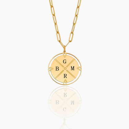 Gepersonaliseerde initialen gegraveerde kompas ketting